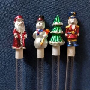 Festive Christmas Swizzle Sticks Set Of 4